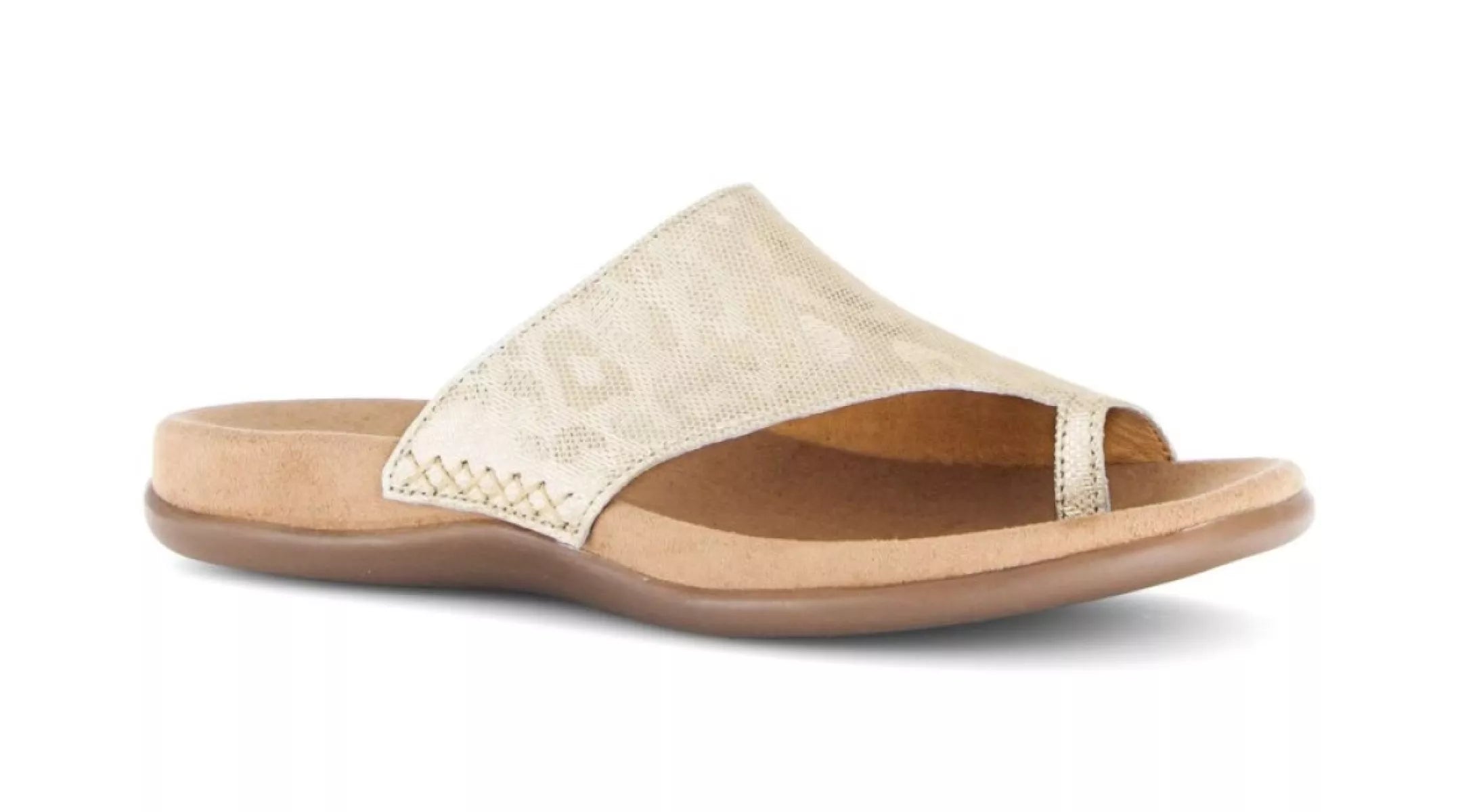 Gabor slippers 83.700.60 in platino leer. Comfortabele damesslipper met goede pasvorm en stijlvolle uitstraling voor dagelijks gebruik.