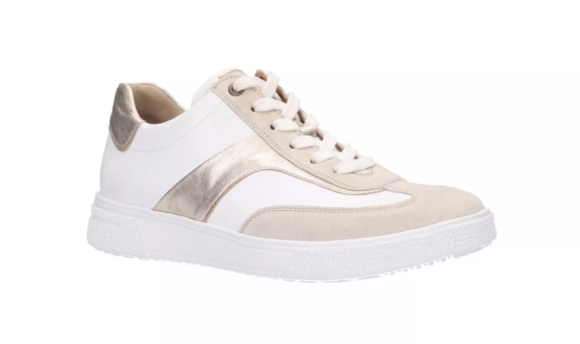 Hartjes 162.2702 Sophie Shoe in beige en wit, zijaanzicht van de damesschoen