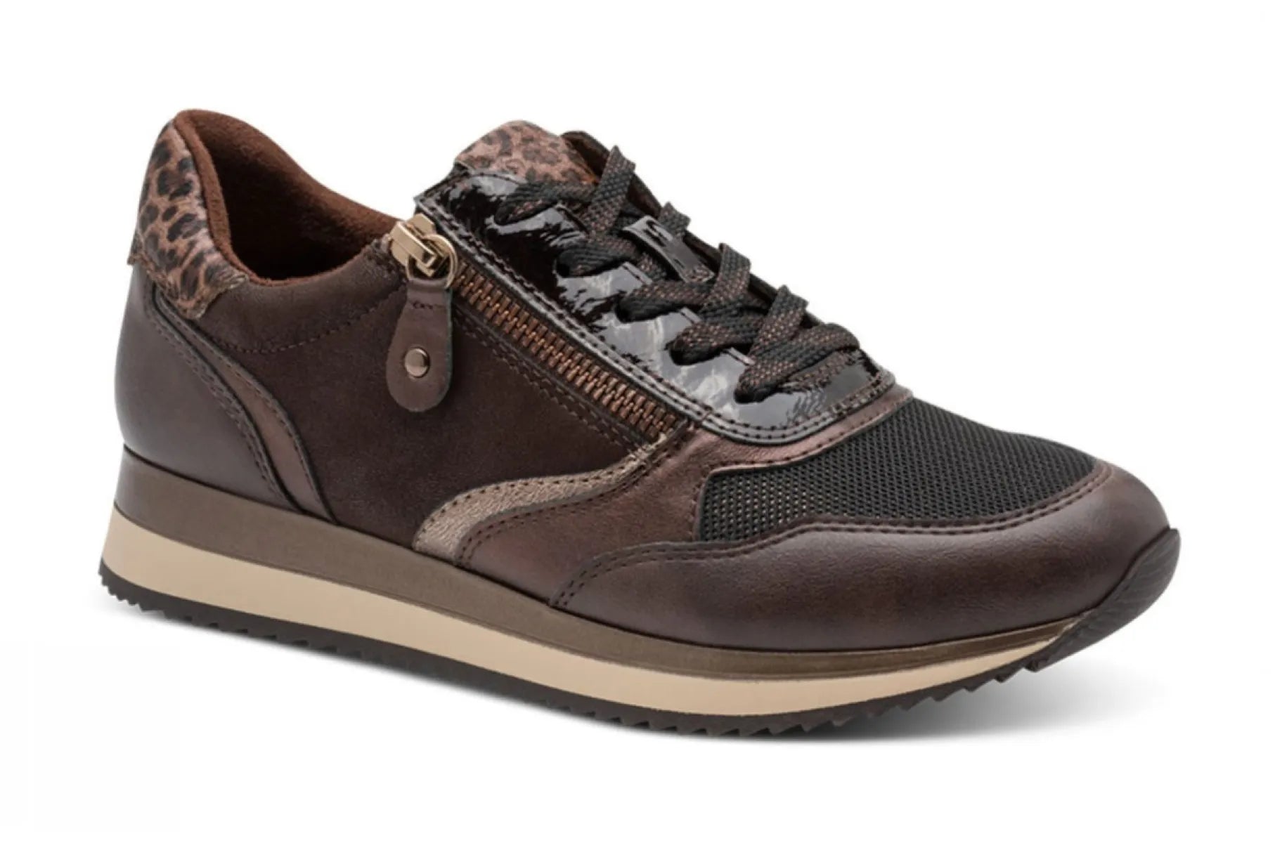 JANA JANA 23774-43 Mocca Bruine damesschoenen met rits- en vetersluiting