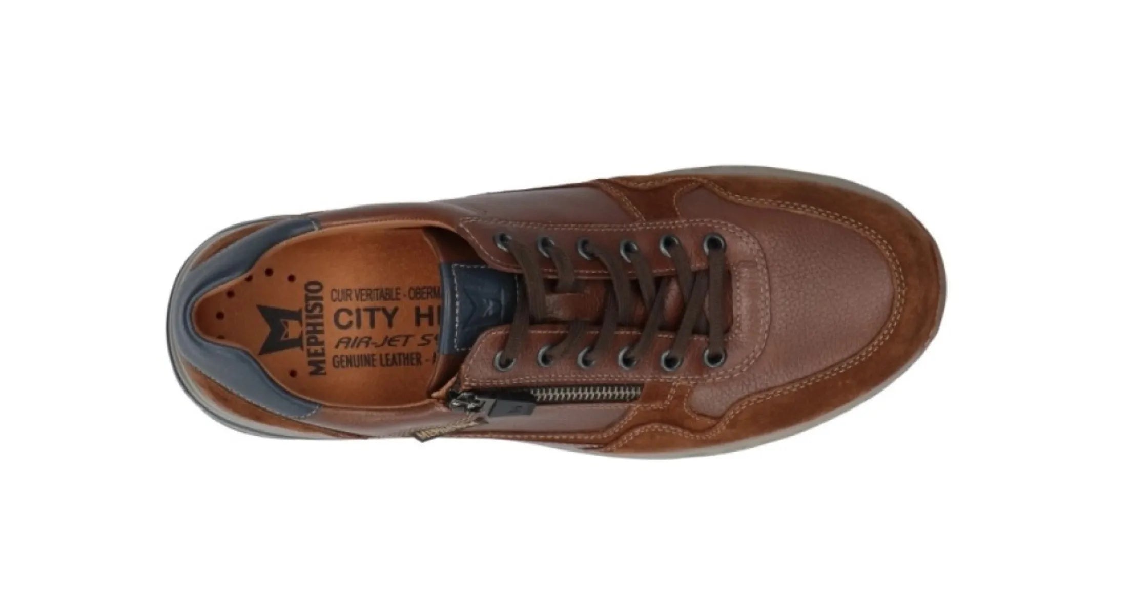 MEPHISTO MEPHISTO BRADLEY Cognac herenschoenen met uitneembaar voetbed