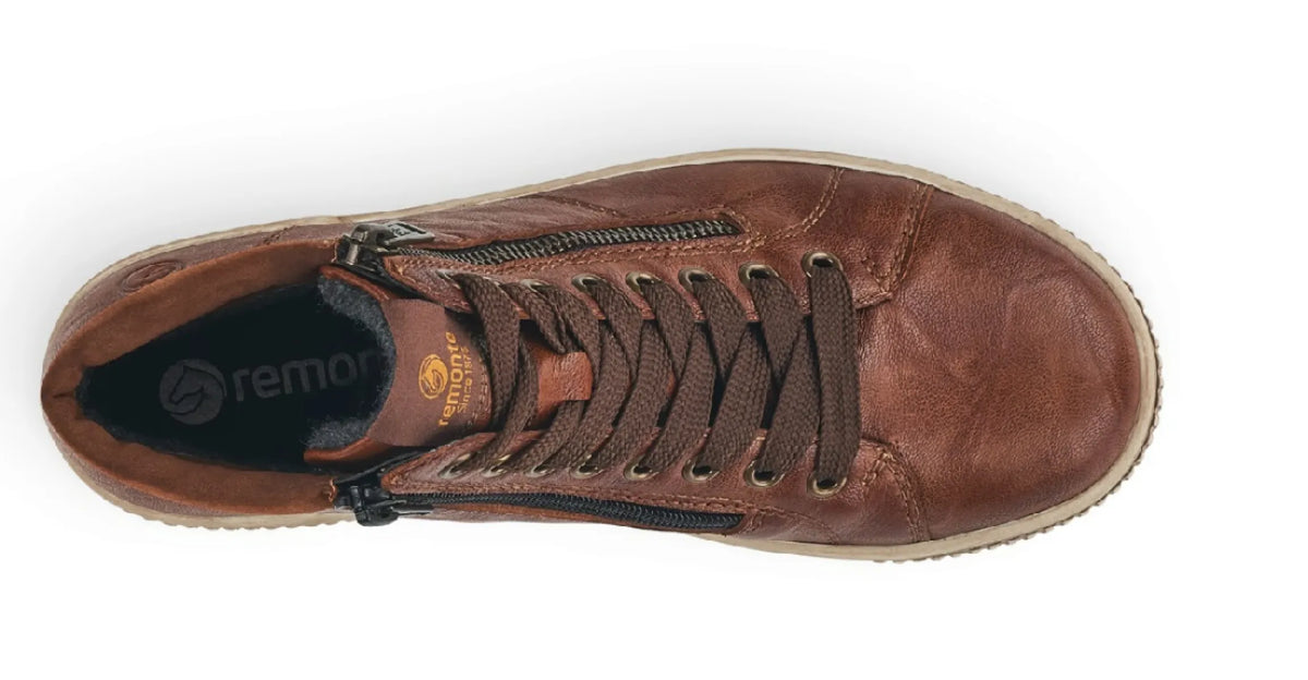 REMONTE REMONTE D0772-22 Cognac damesschoenen met rits- en vetersluiting