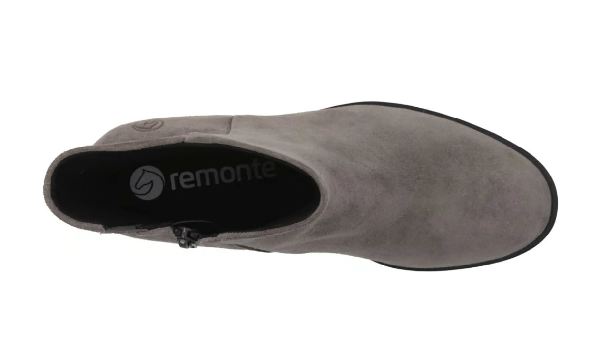 REMONTE REMONTE D3U73-42 Grijs suede enkellaarzen met uitneembaar voetbed