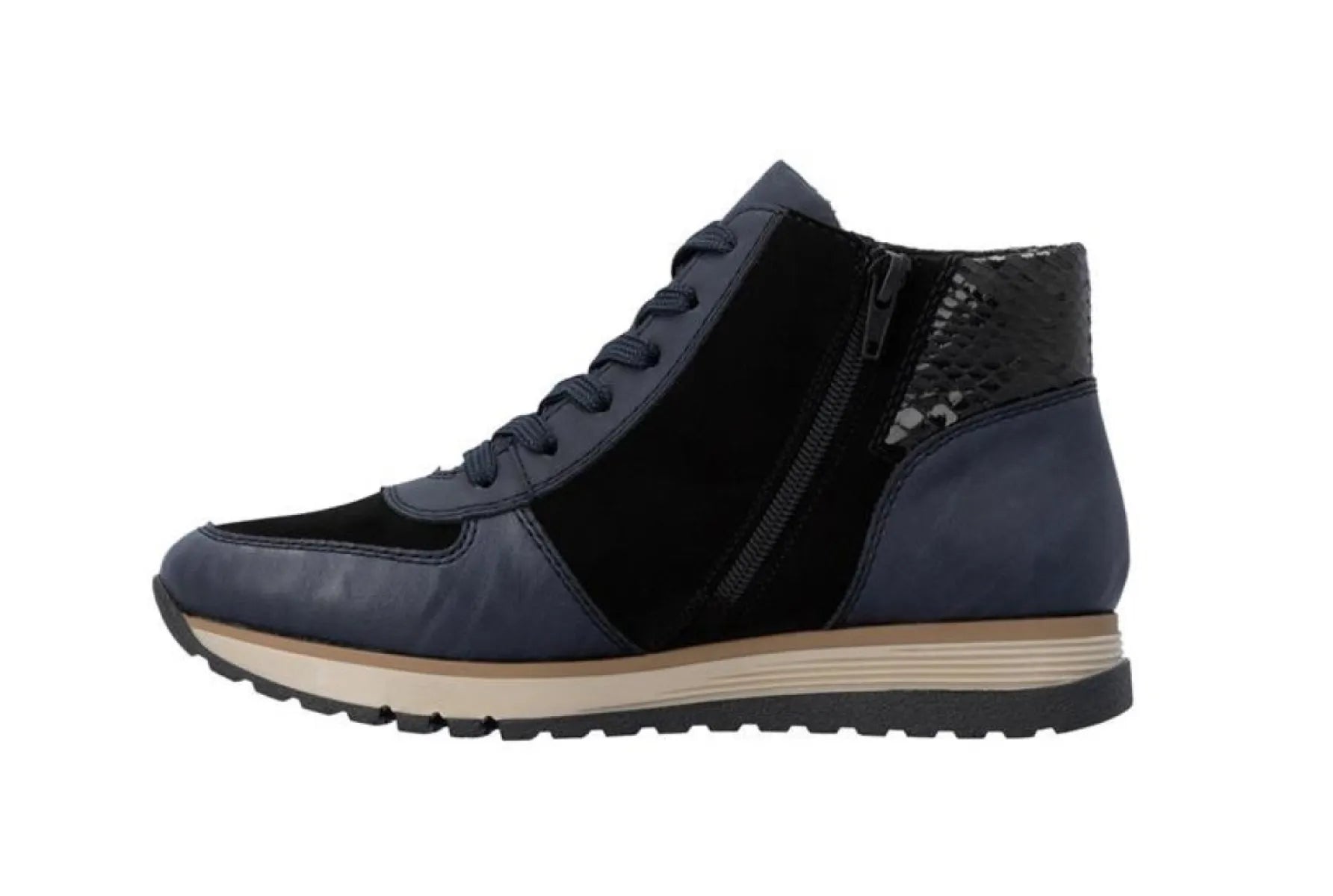 RIEKER RIEKER 49040-14 Blauw Damesschoenen met rits- en vetersluiting