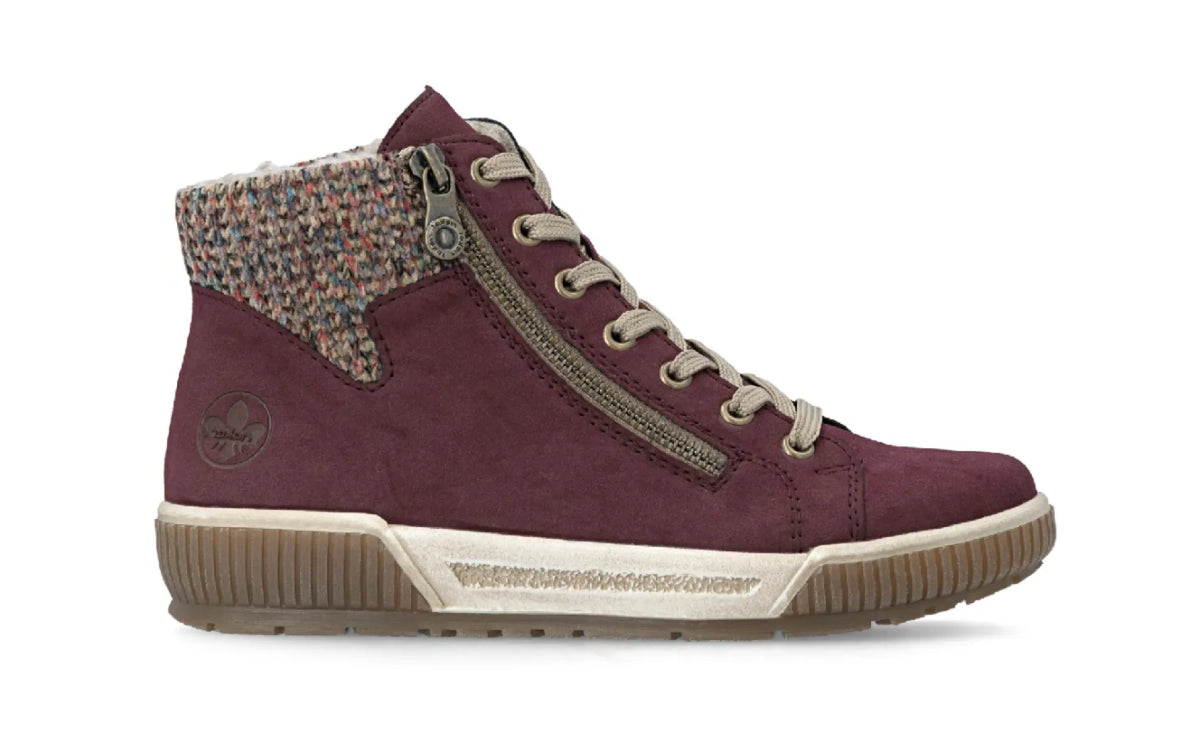 RIEKER RIEKER N0709-35 Bordo veter-rits schoenen met uitneembaar voetbed