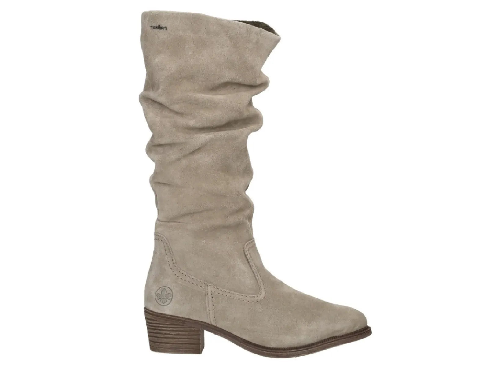 RIEKER RIEKER 73159-60 Beige suede knielaars met hak
