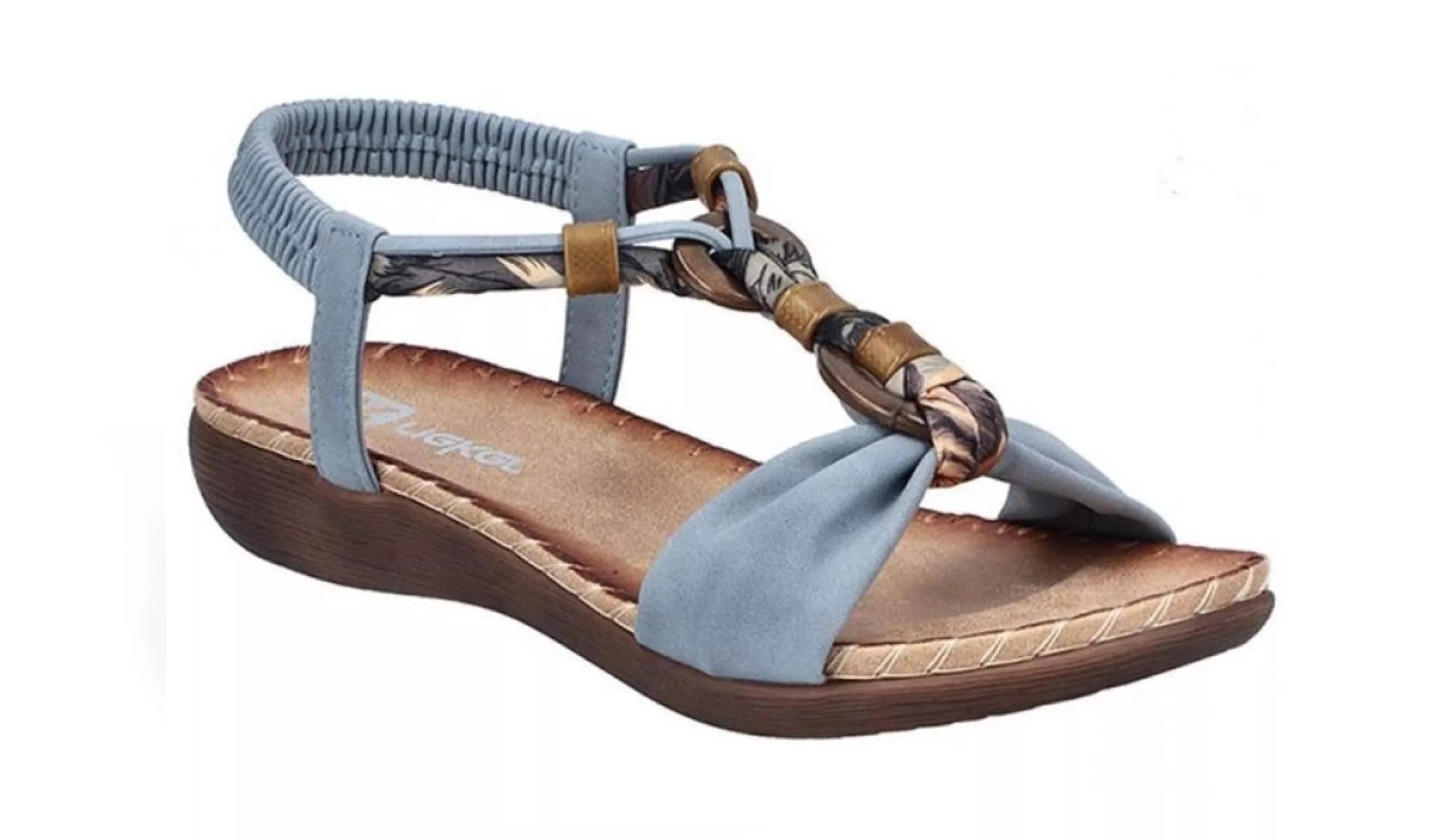 Rieker V7568-14 damessandalen blauw, zijkant