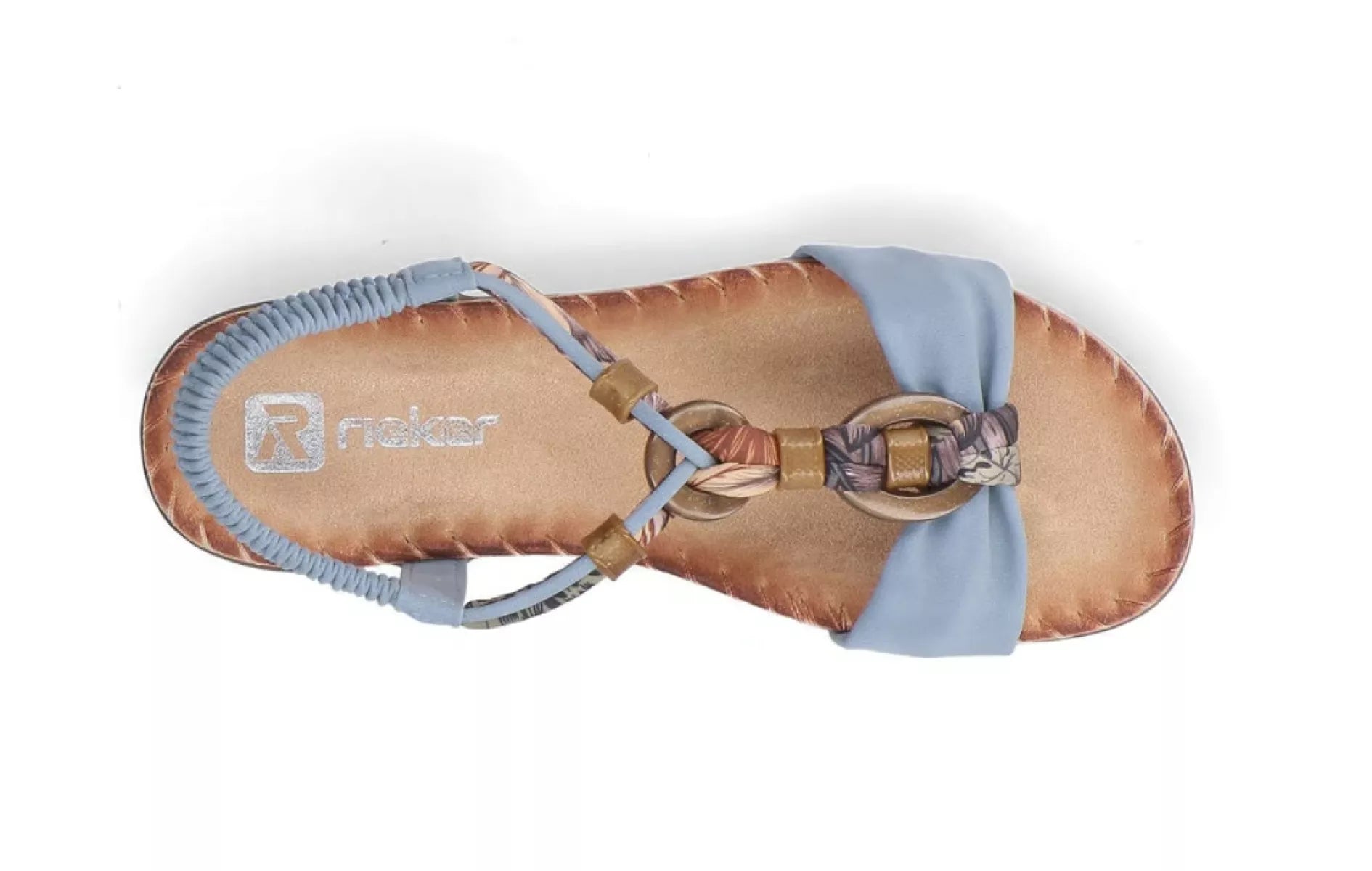 Close-up van de bovenkant van Rieker V7568-14 blauw