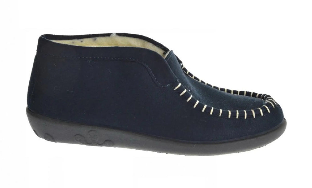 ROHDE ROHDE 2236/50 Blauw velour damespantoffel
