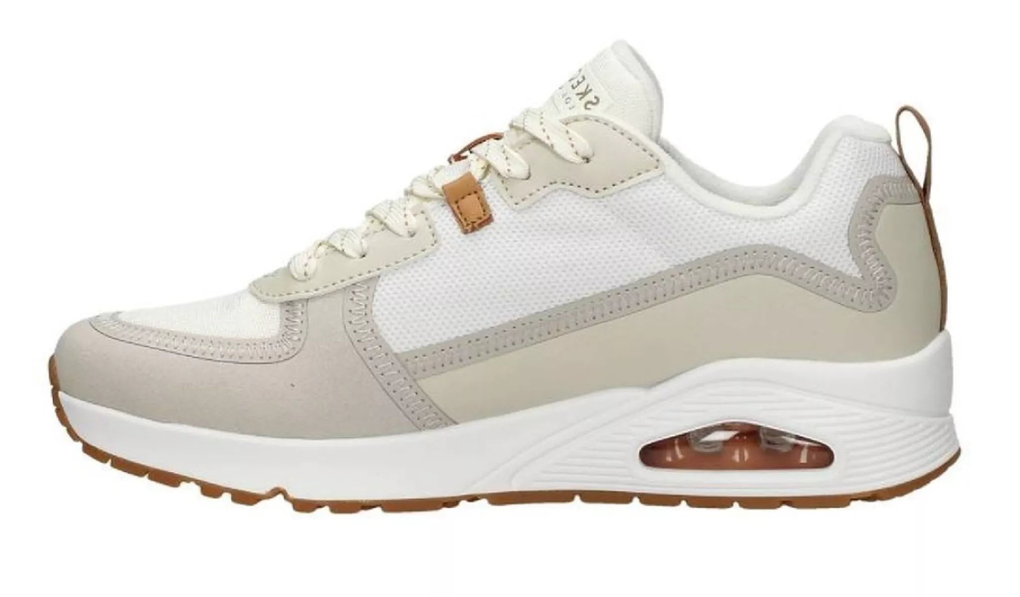 Skechers Uno Layover 155356 in offwhite, flexibele zool en modern design zichtbaar