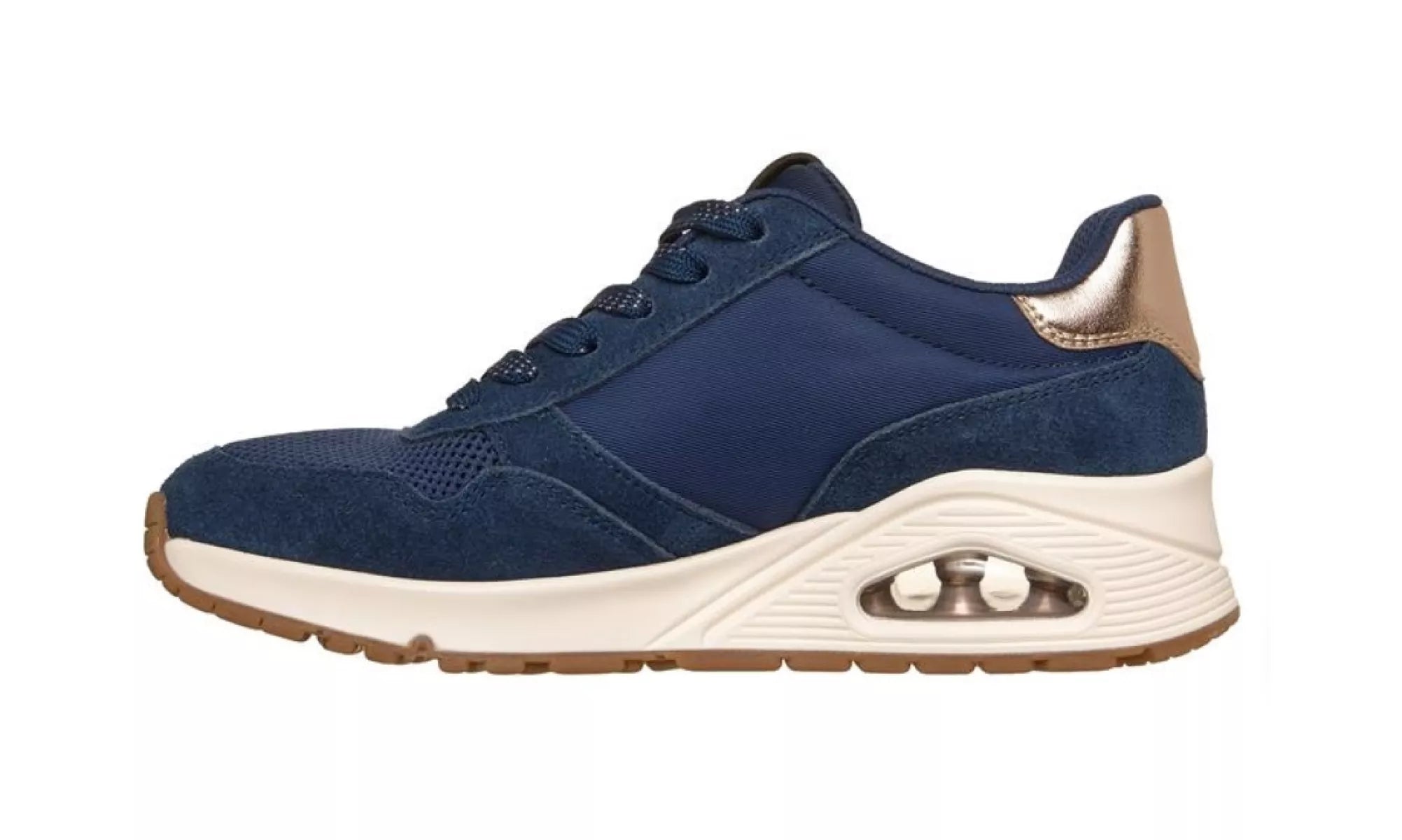 Skechers Uno Vintage Air 177856 NVY damessneaker, zijaanzicht van donkerblauwe schoen