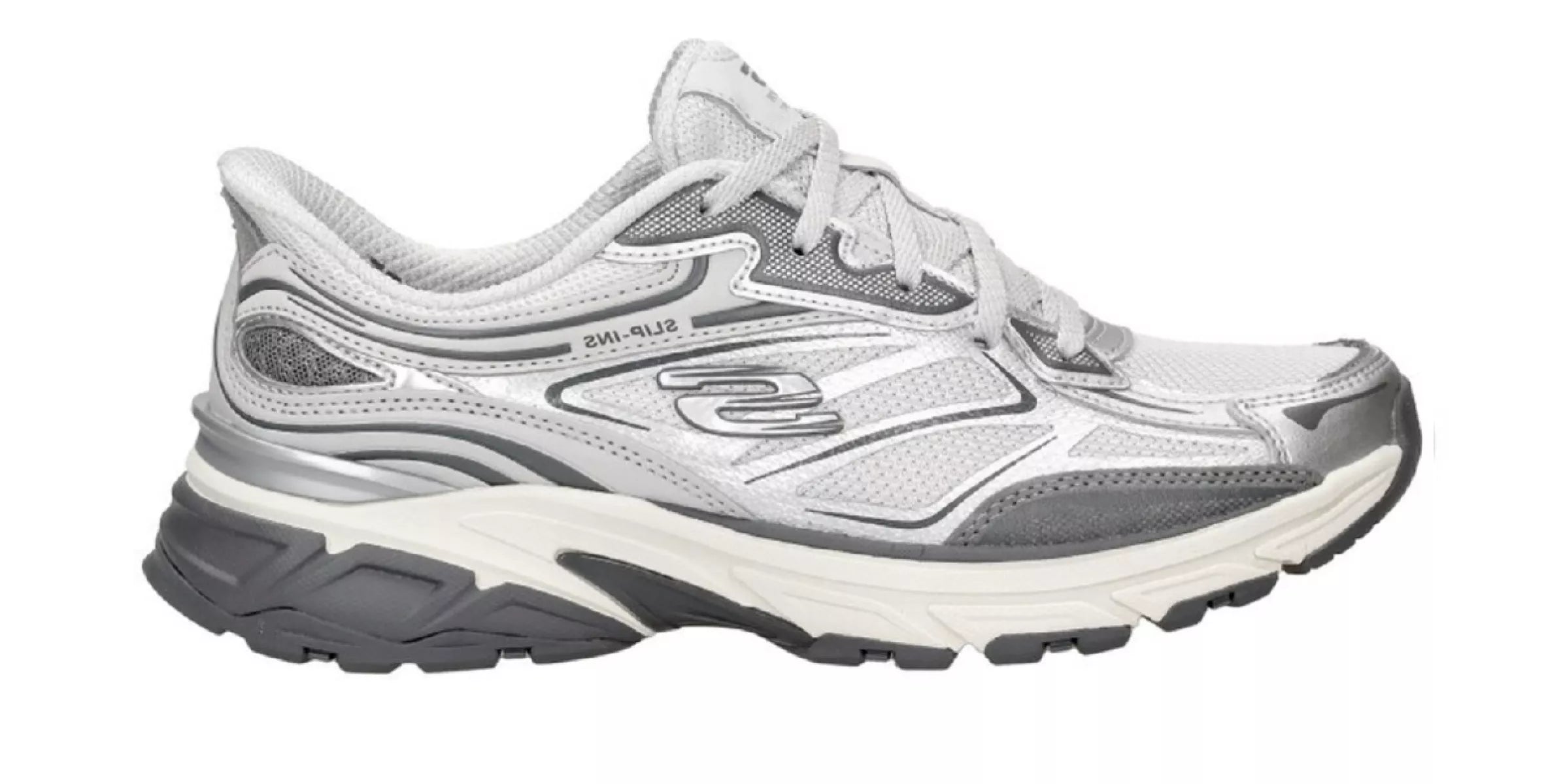 Skechers 150710 Stamino Sport zilver op witte achtergrond