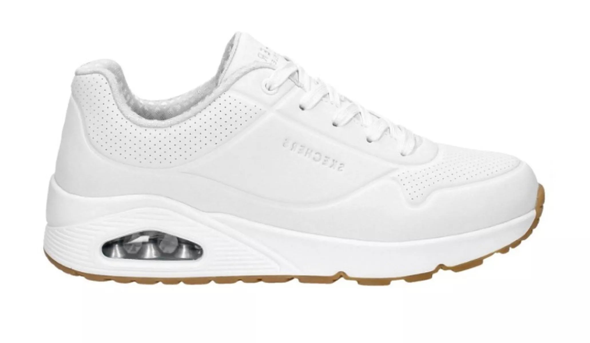 Detailfoto van Skechers Uno Stand on Air 73690, sportieve witte sneaker