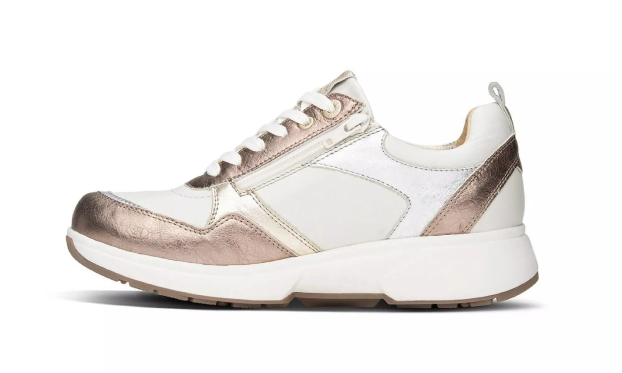 Bronzen Xsensible 30230 Pula met uitneembaar voetbed en vetersluiting, zijkant schoen