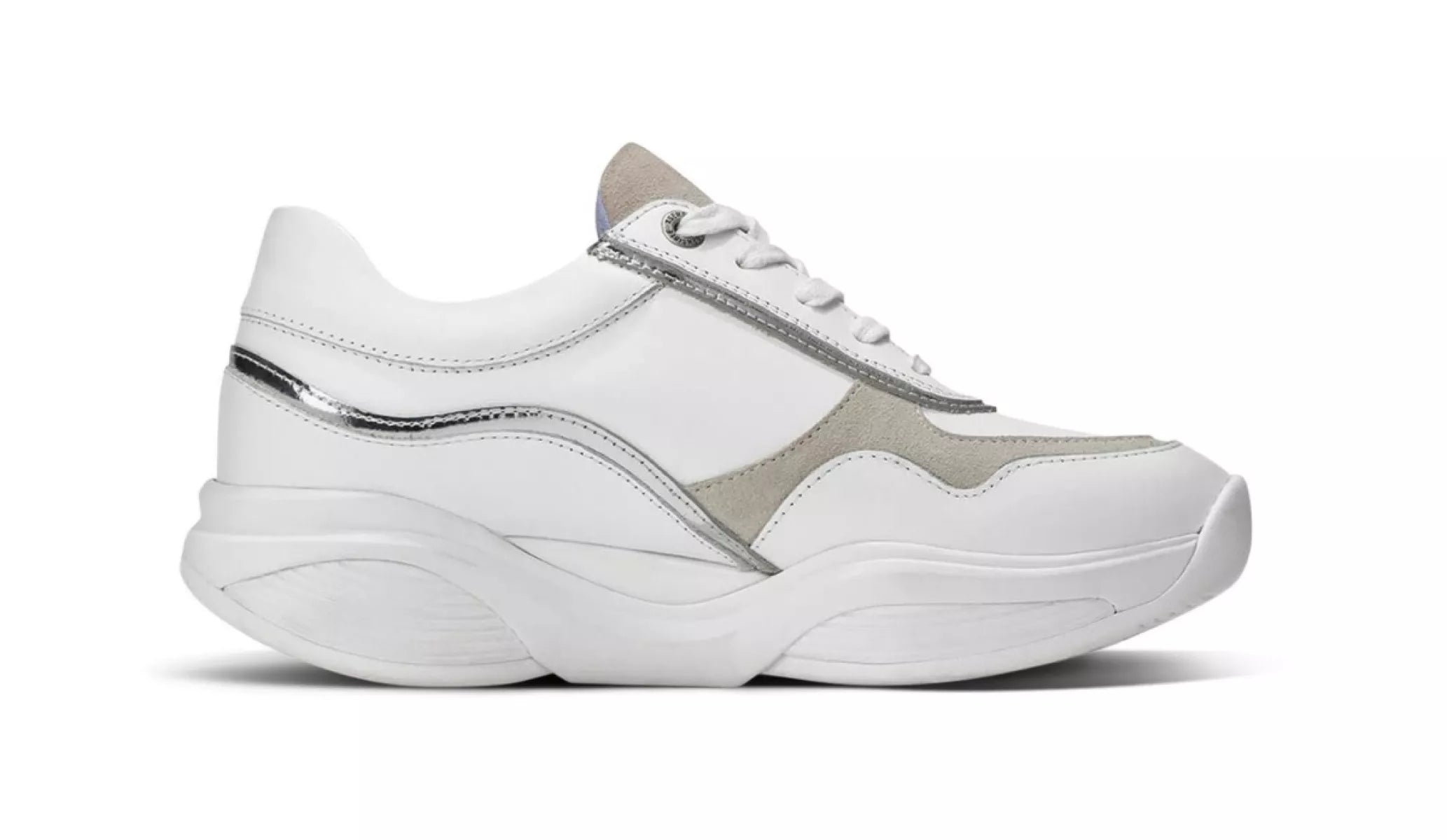 Xsensible 30085 SWX11 damessneaker in wit/zilver, zijaanzicht van comfortabele schoen