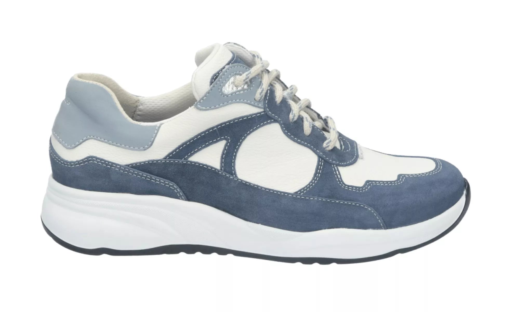 Durea 6283 damesschoen in Denim/Wit, wijdte M, zijaanzicht van extra brede schoen voor dagelijks gebruik