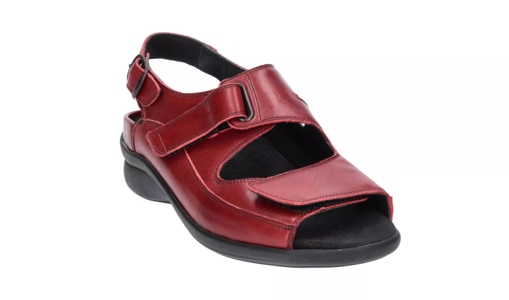 Durea sandalen kers rood 7178 met klittenbandsluiting
