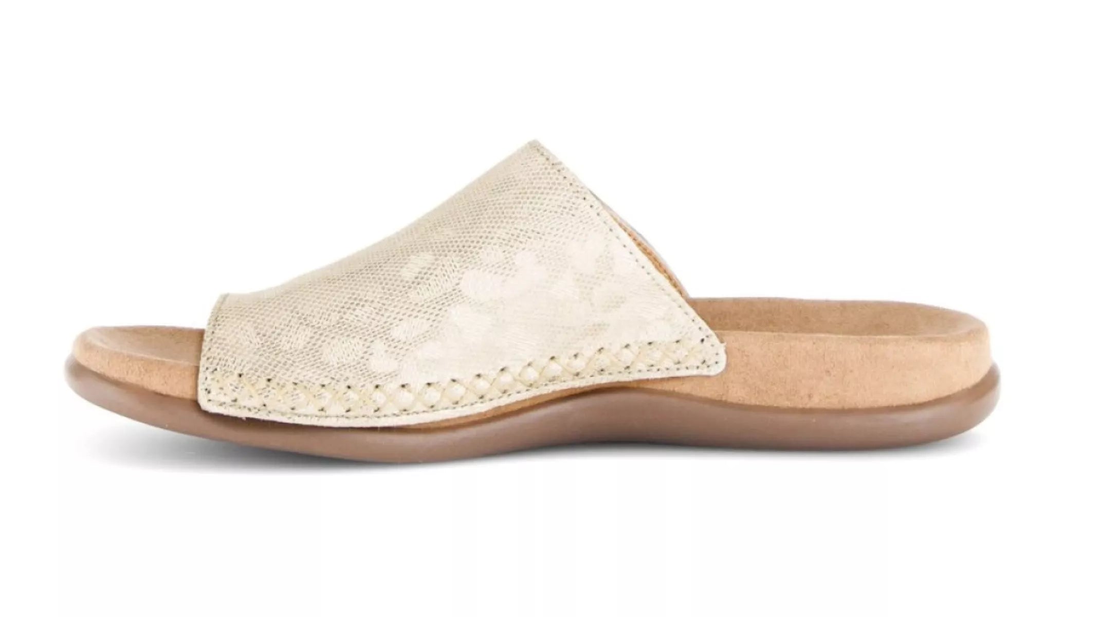 Zijkant Gabor damesslipper 83.700.60 platino