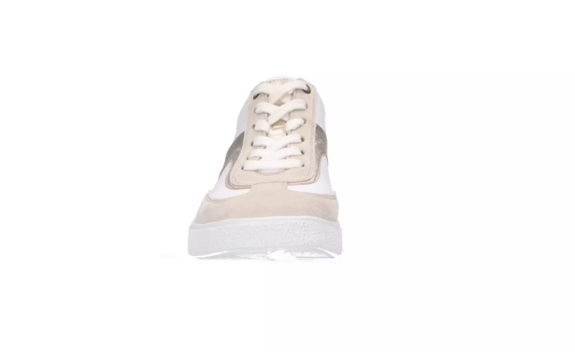 Beige/witte Hartjes Sophie schoen met veters en comfortabel uitneembaar voetbed