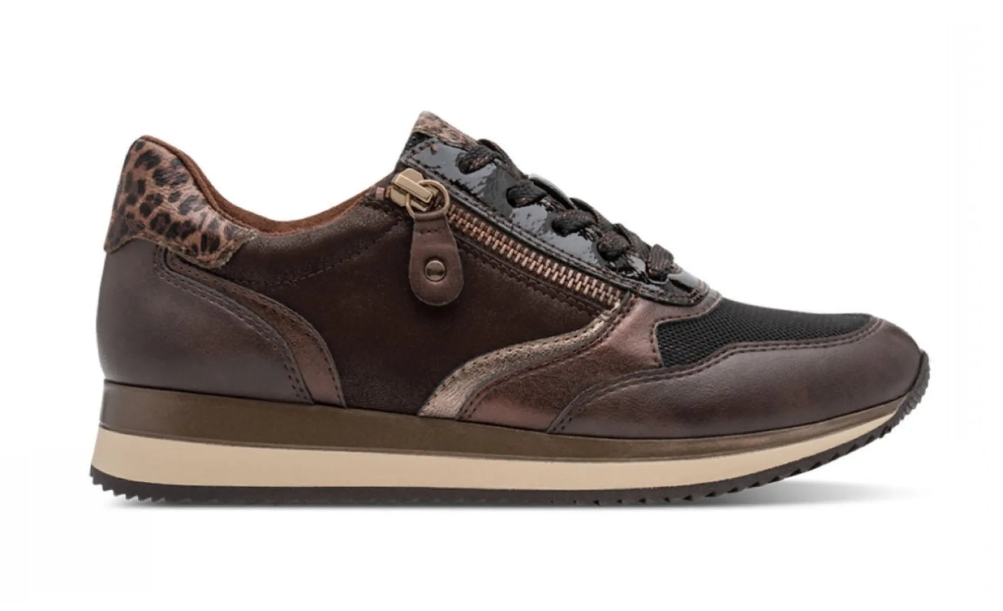 JANA JANA 23774-43 Mocca Bruine damesschoenen met rits- en vetersluiting
