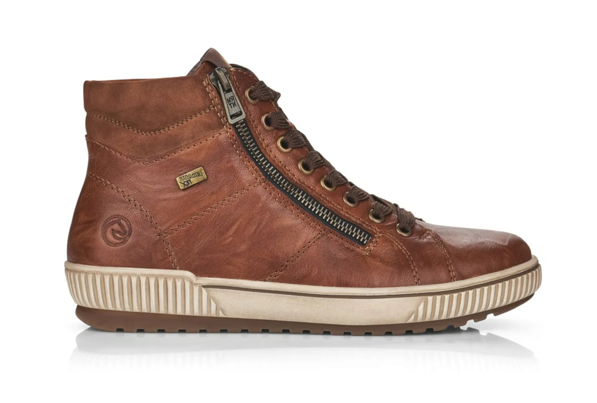 REMONTE REMONTE D0772-22 Cognac damesschoenen met rits- en vetersluiting