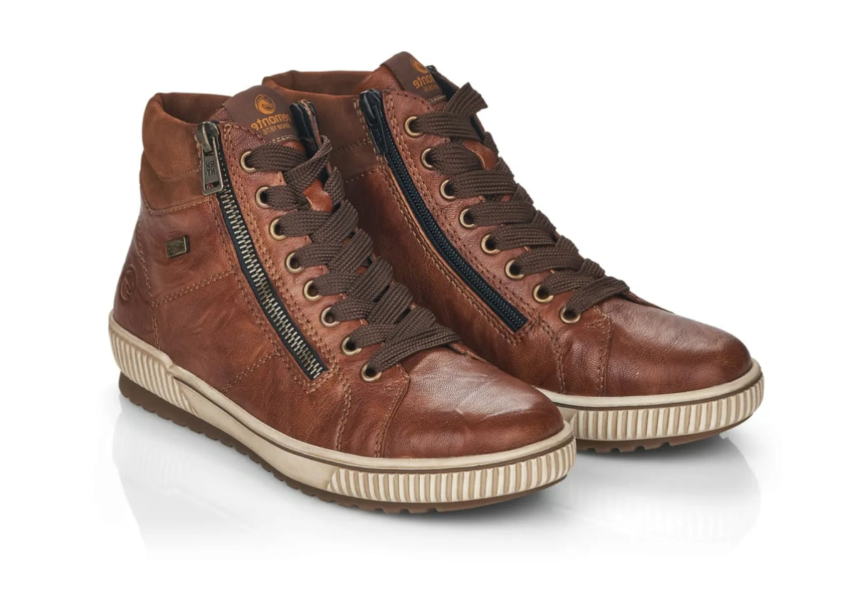 REMONTE REMONTE D0772-22 Cognac damesschoenen met rits- en vetersluiting