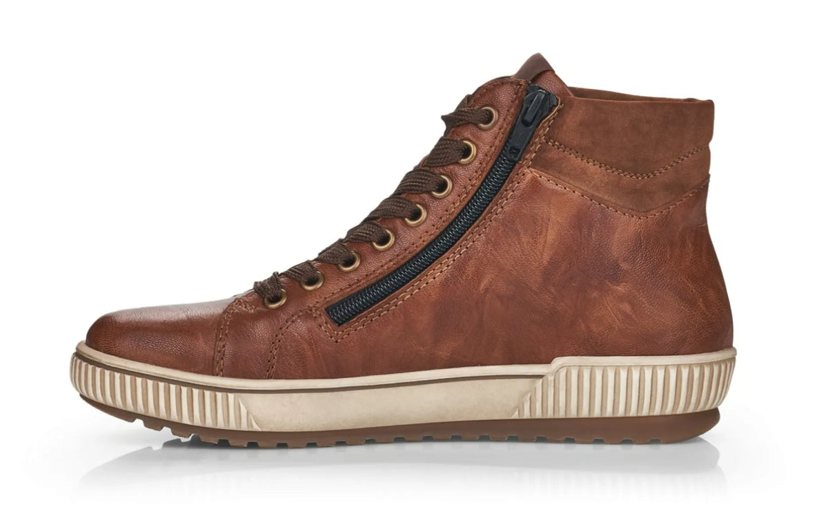 REMONTE REMONTE D0772-22 Cognac damesschoenen met rits- en vetersluiting