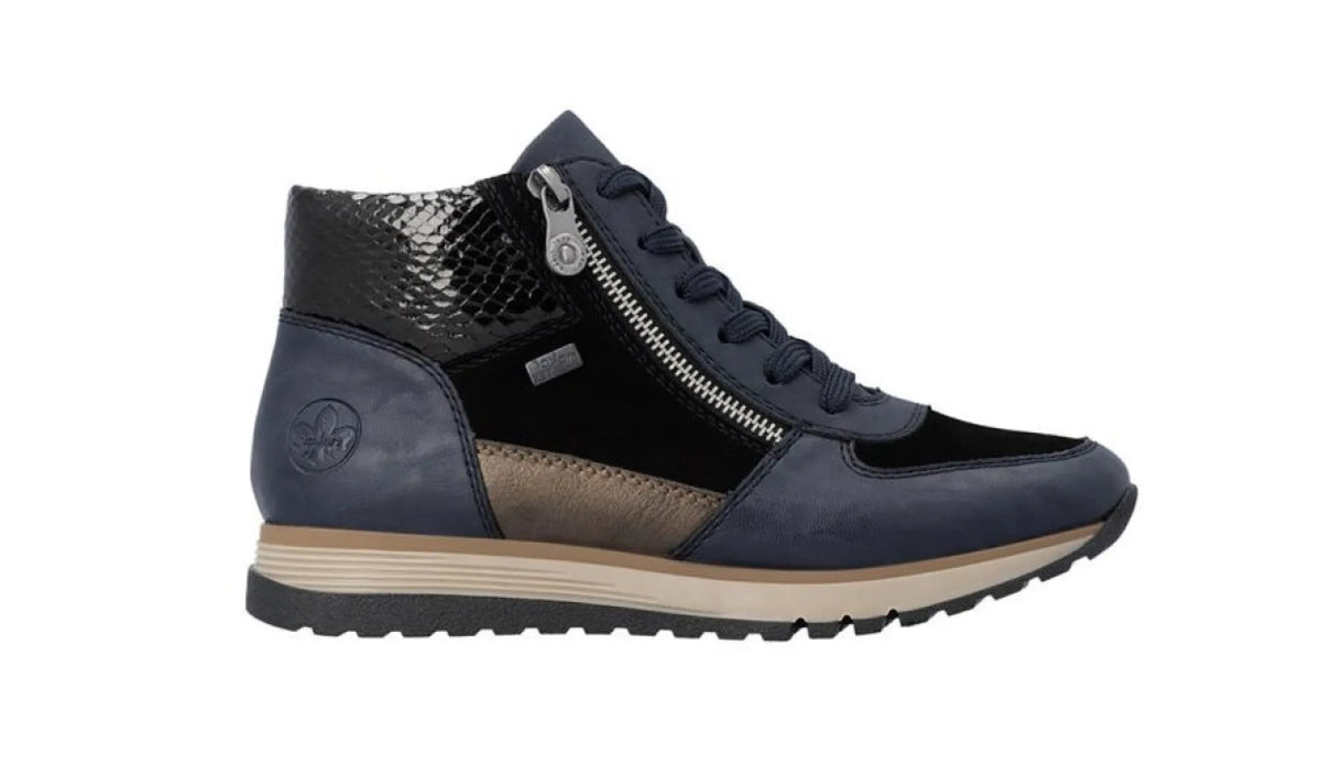 RIEKER RIEKER 49040-14 Blauw Damesschoenen met rits- en vetersluiting