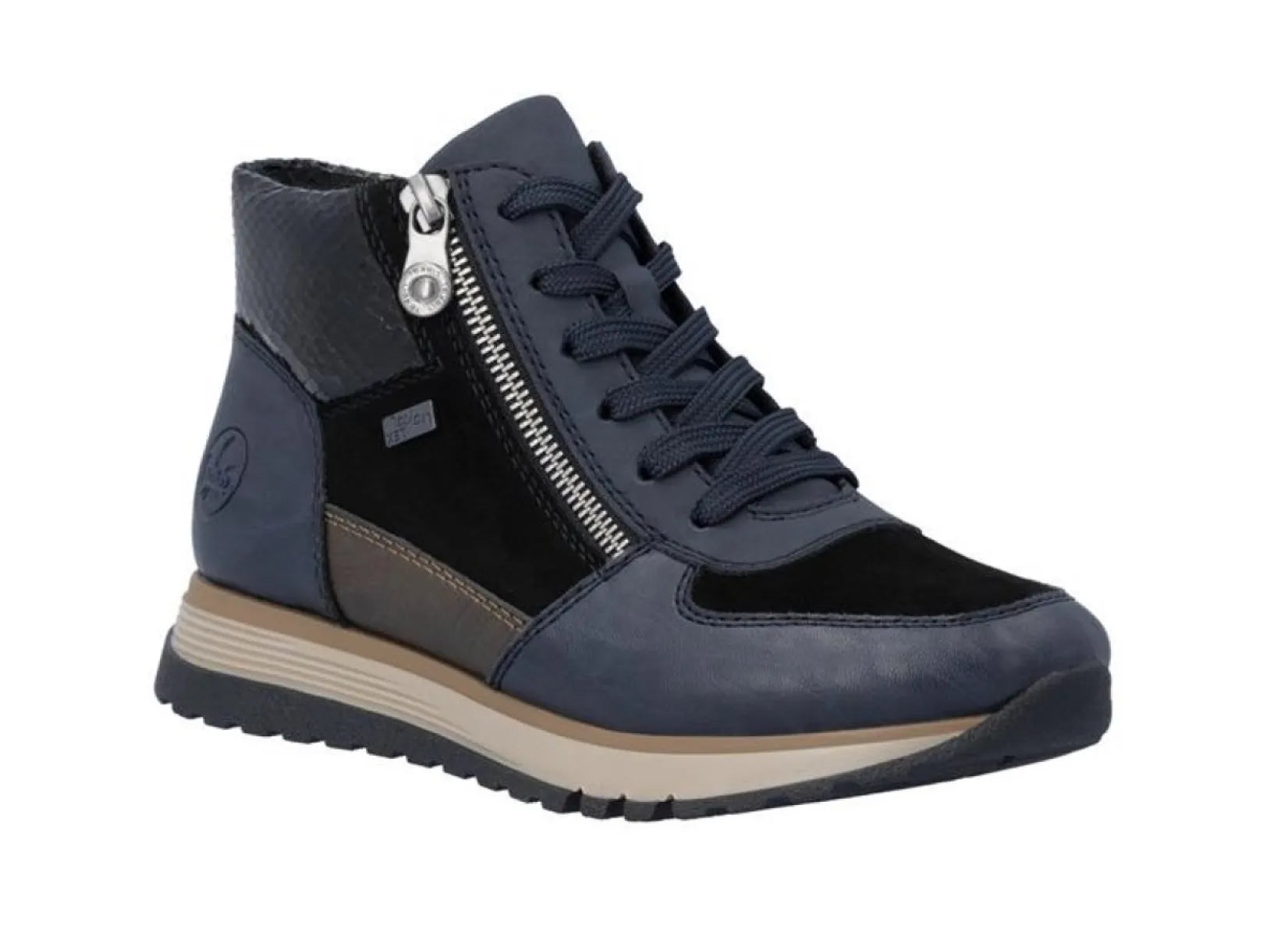 RIEKER RIEKER 49040-14 Blauw Damesschoenen met rits- en vetersluiting