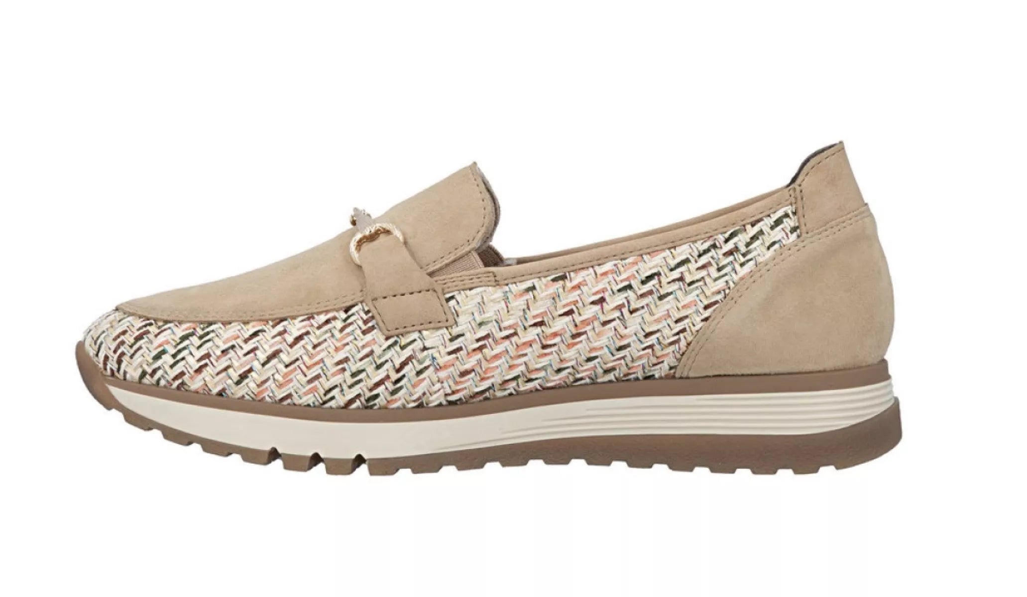 Rieker 49042-62 damesslipper in multi, zijaanzicht van comfortabele instapper