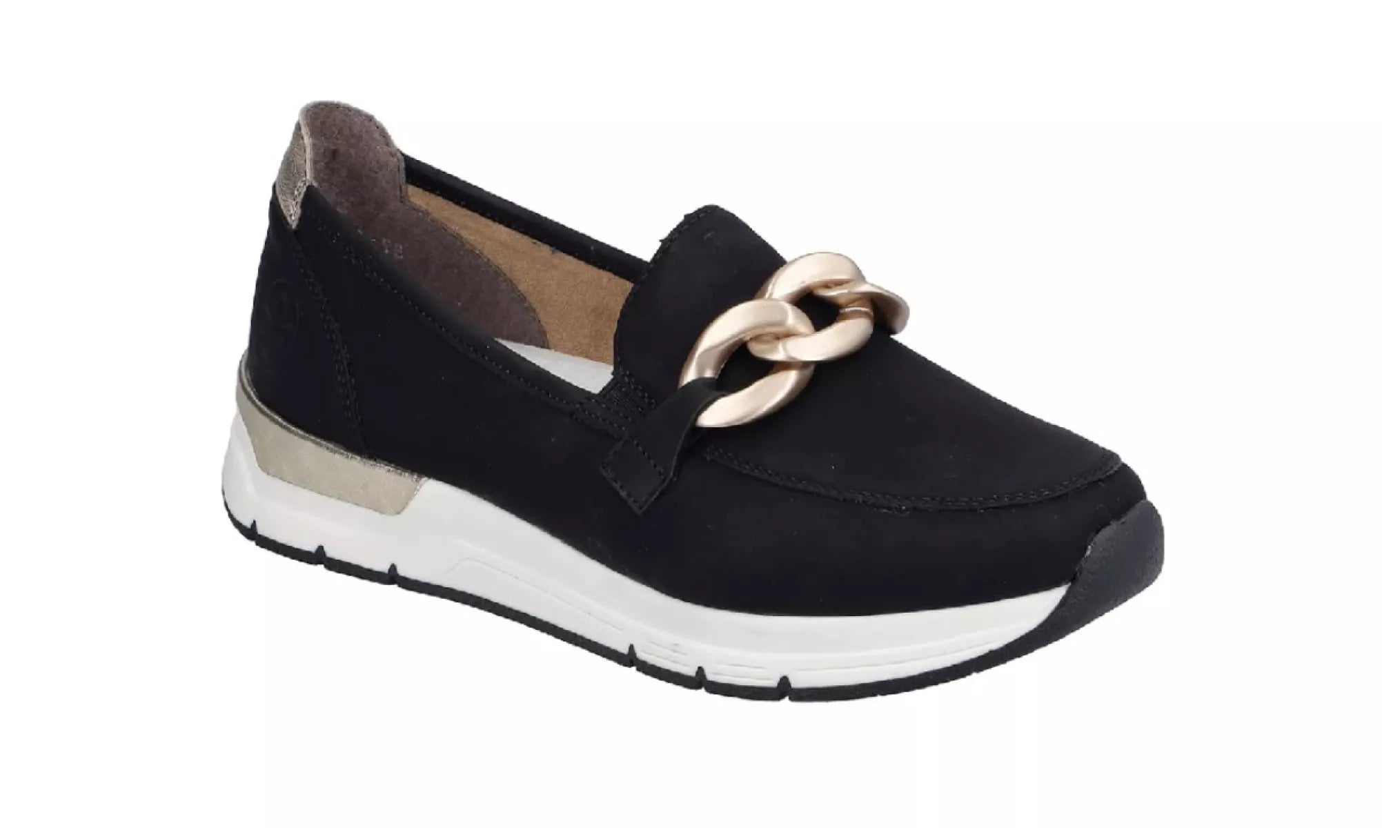 Rieker 58944-00 damesinstapper zwart, zijkant