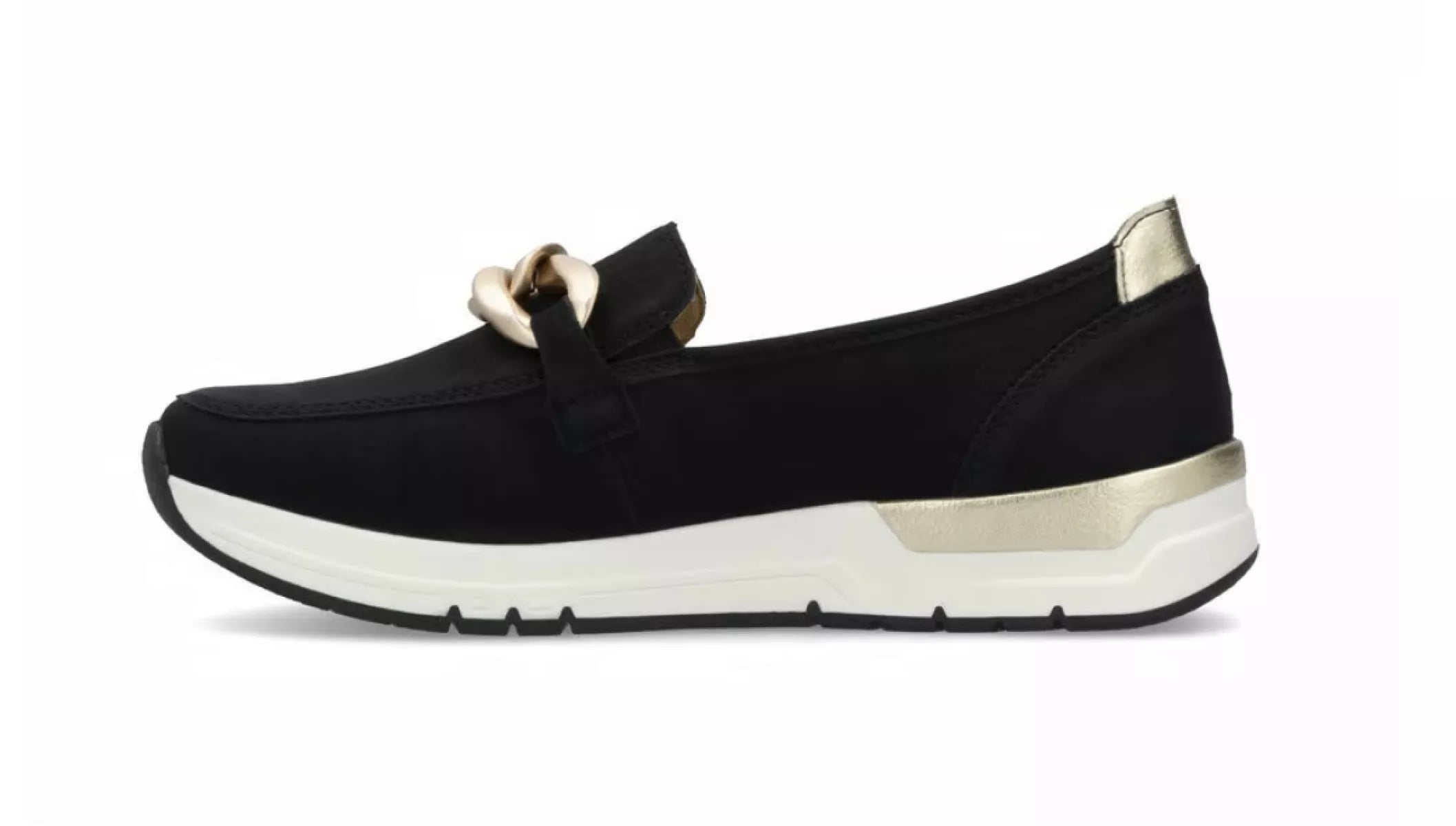 Detail van de zijkant van Rieker 58944-00 zwart