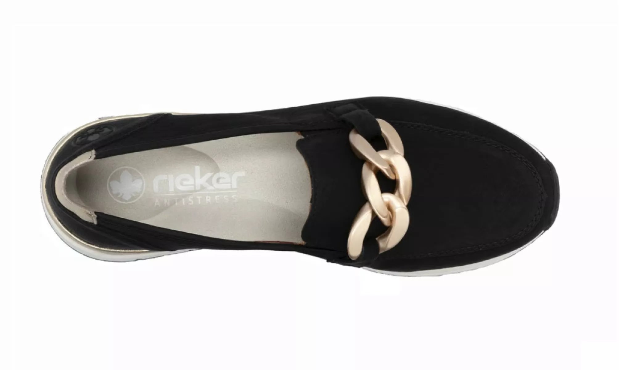 Bovenaanzicht Rieker 58944-00 zwarte instapper