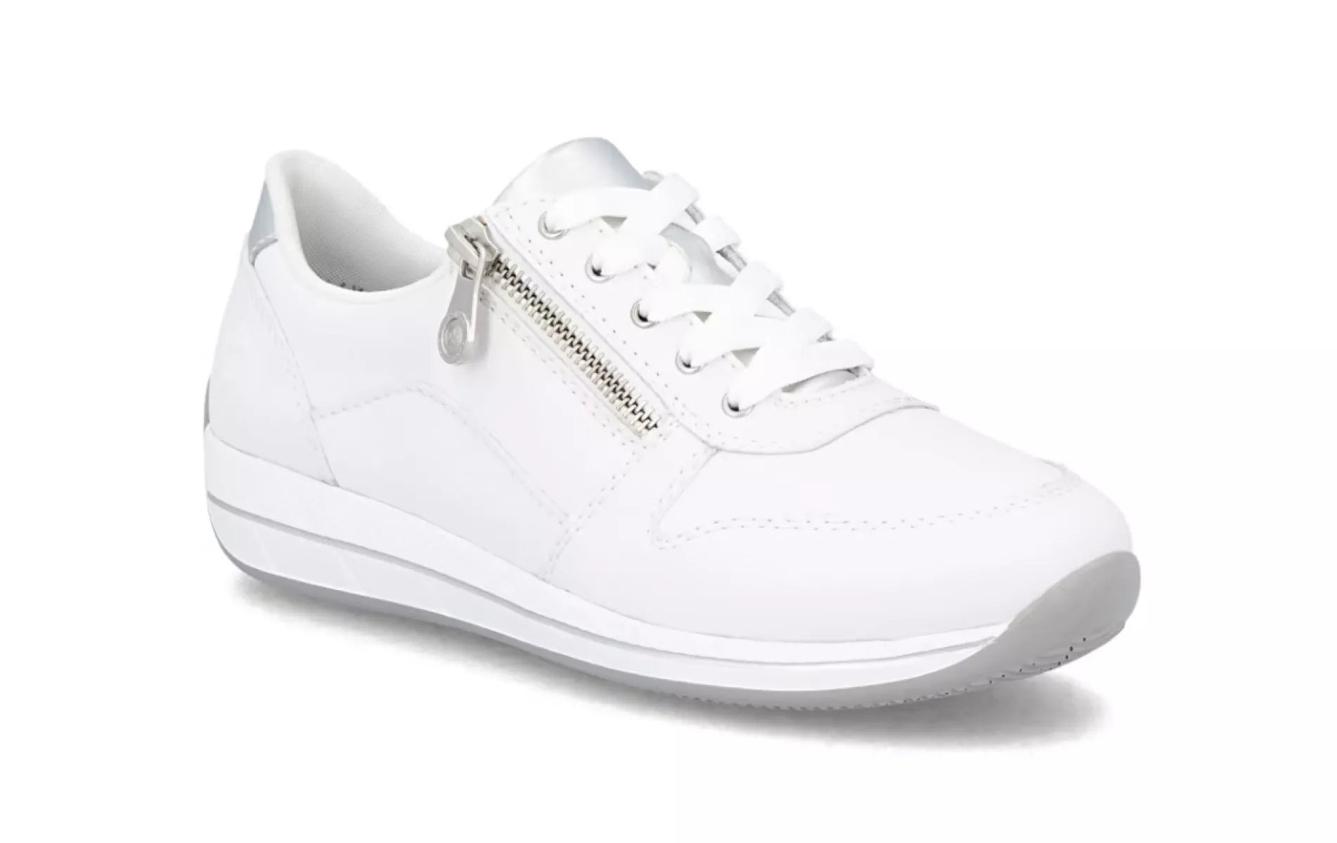 Rieker damesschoenen N1100-81 wit leer met rits en veter