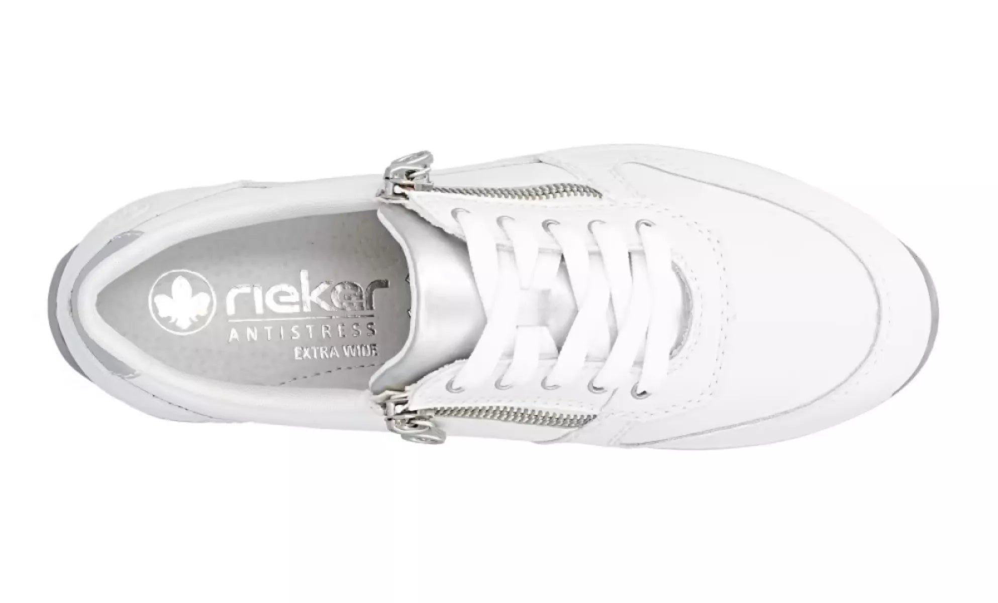 Rieker N1100-81 wit leren damesschoen bovenaanzicht