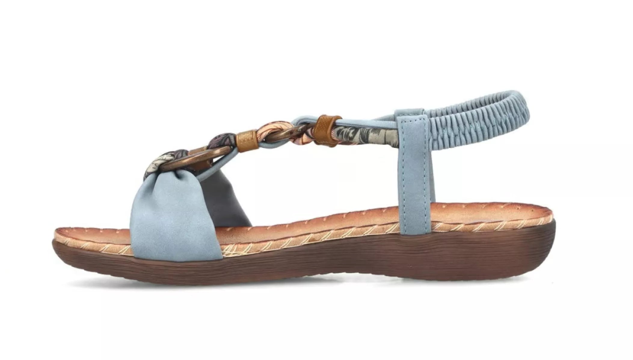 Zijaanzicht Rieker V7568-14 blauwe sandaal