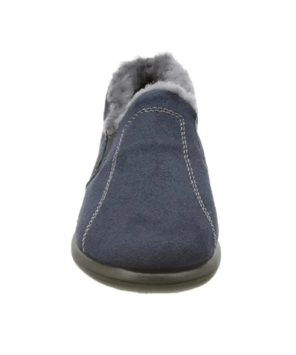 ROHDE ROHDE 2516/50 Blauw velour damespantoffel met warme voering