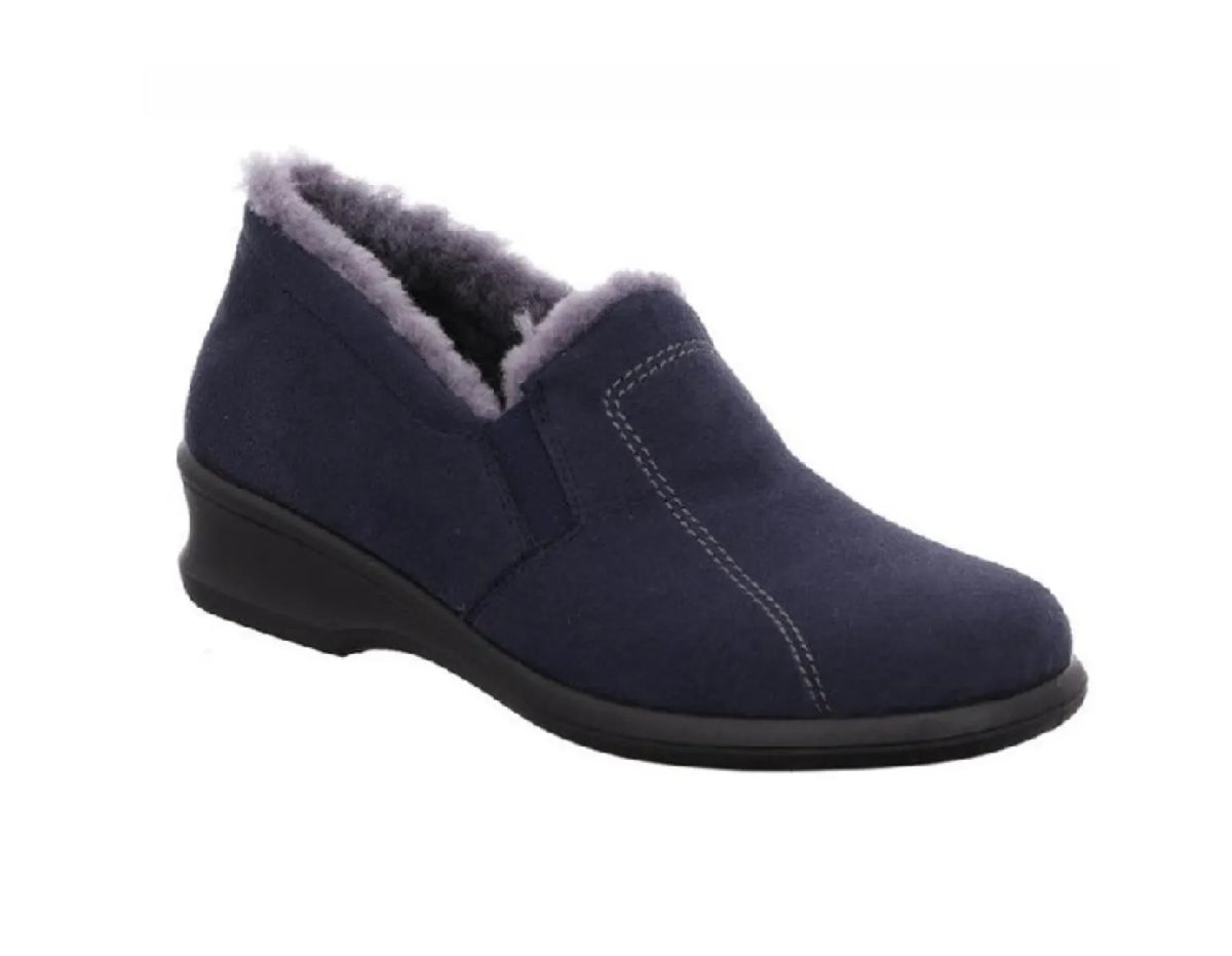 ROHDE ROHDE 2516/50 Blauw velour damespantoffel met warme voering
