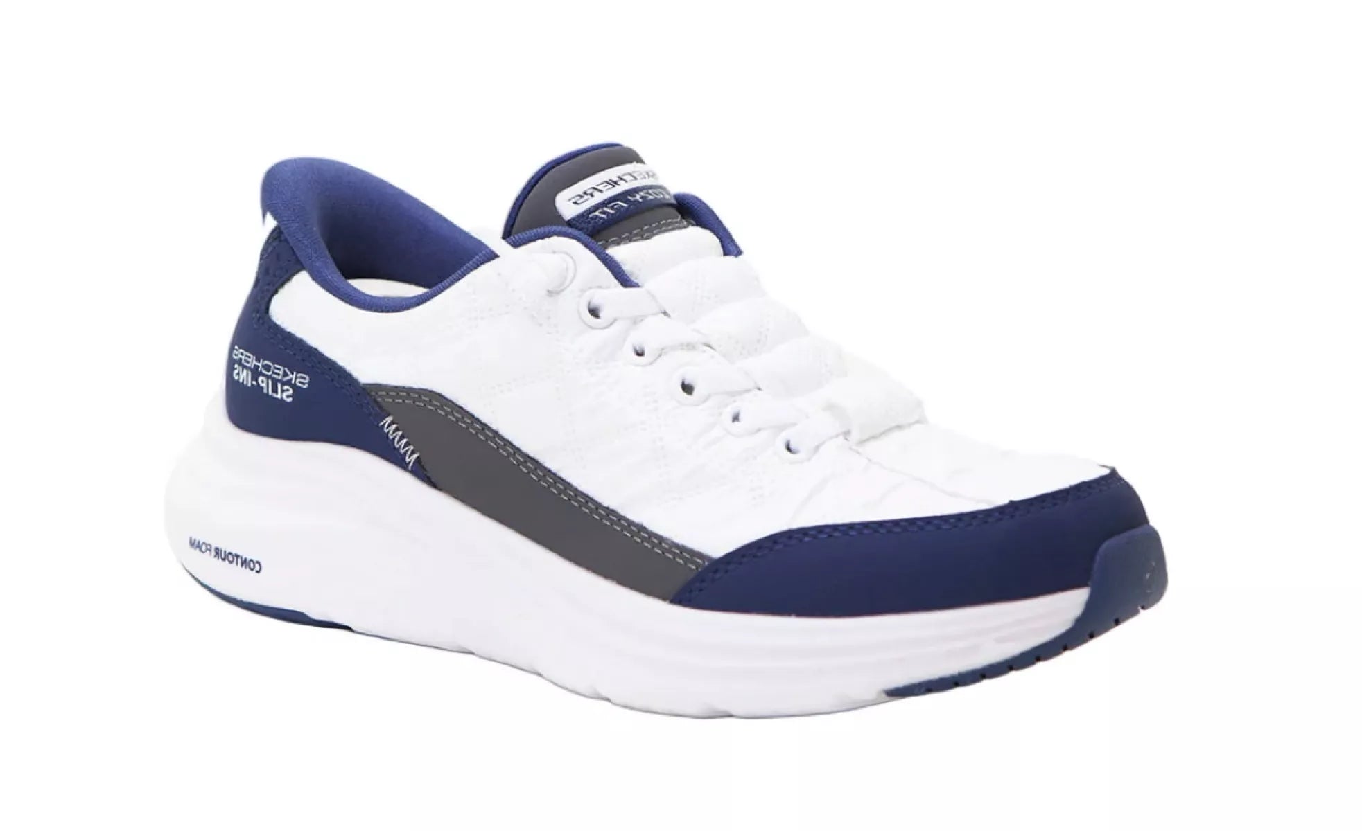 Skechers 150404 Slip Ins wit blauw zijkant