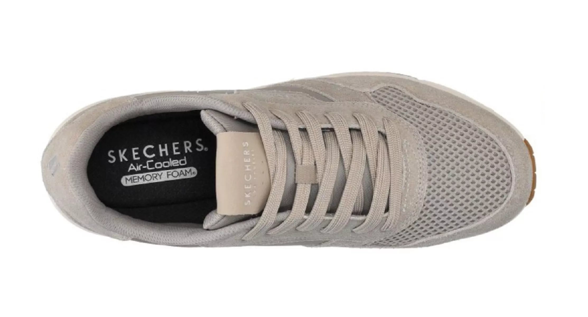 Close-up van nubuck en textile bovenwerk van Skechers 183365