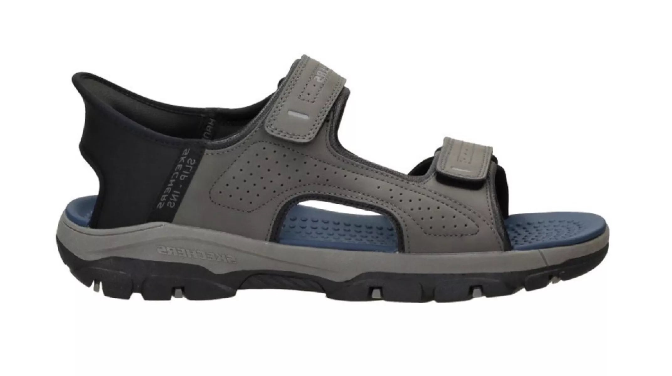 Skechers 205289 herensandalen charcoal grijs op witte achtergrond