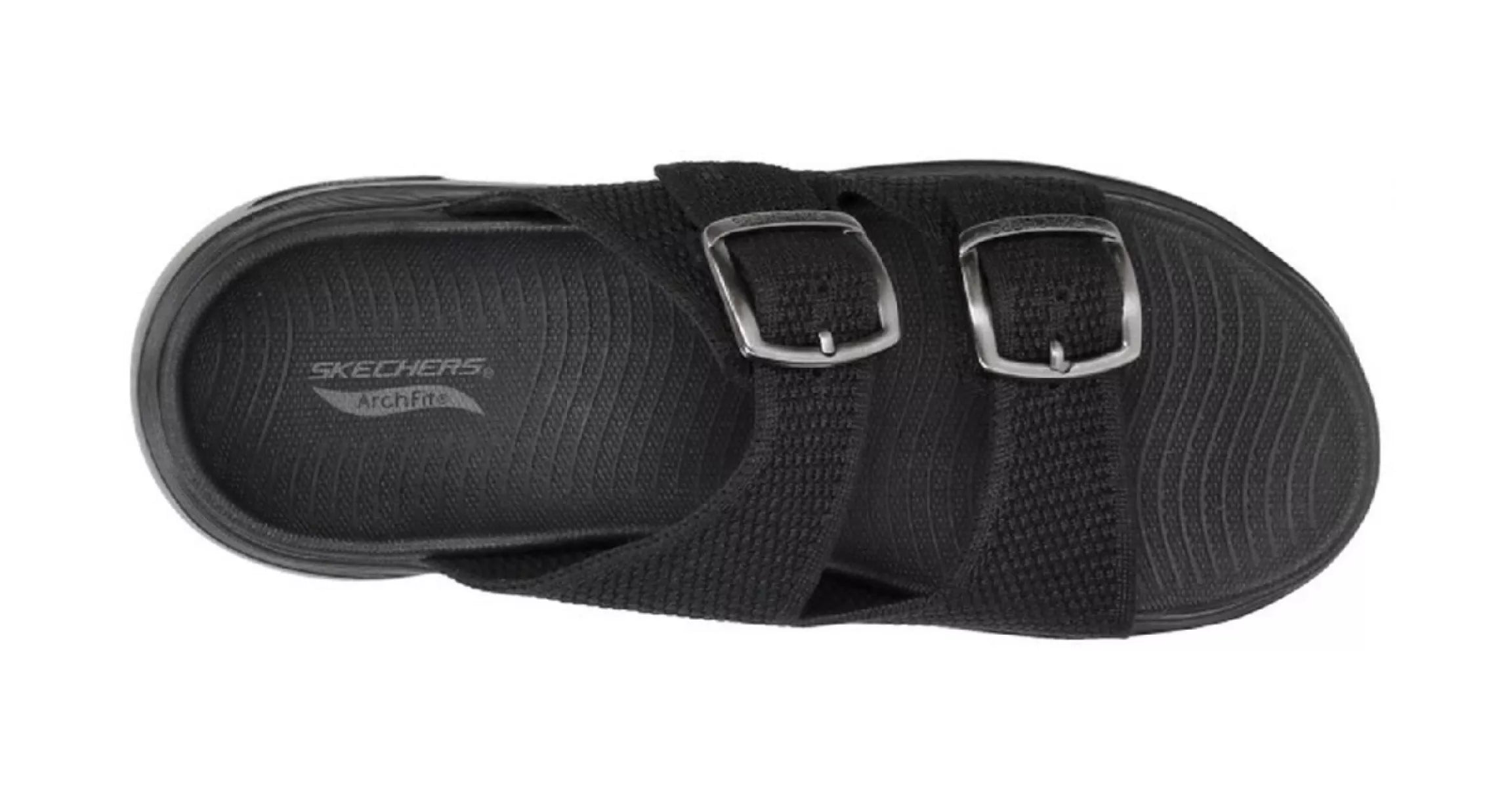 Zwarte Skechers Go Walk damesslipper detail voetbed