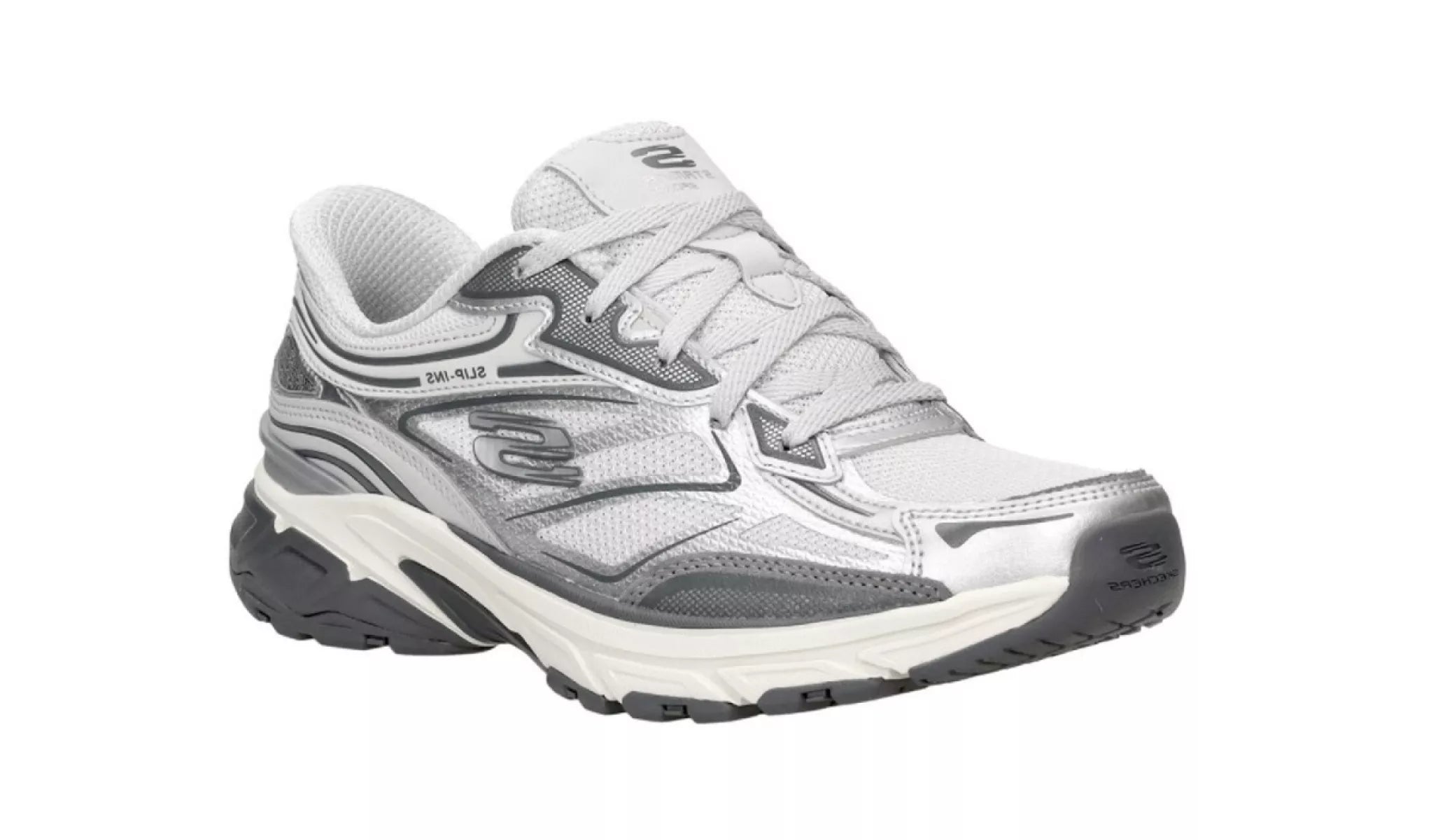 Skechers Stamino Sport Hands Free Slip Ins 150710 damessneakers zilver, zijkant