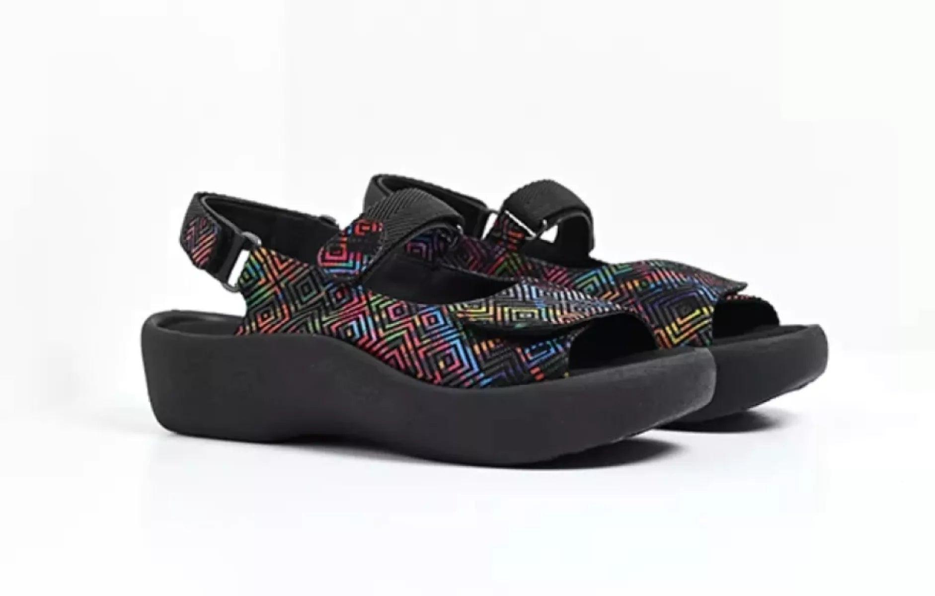 Wolky damessandaal black multi met klittenbandsluiting